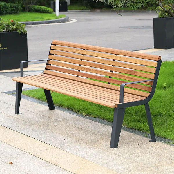 Outdoor Furniture - Modern Metal WPC Wood - Garden Bench - Ashroot