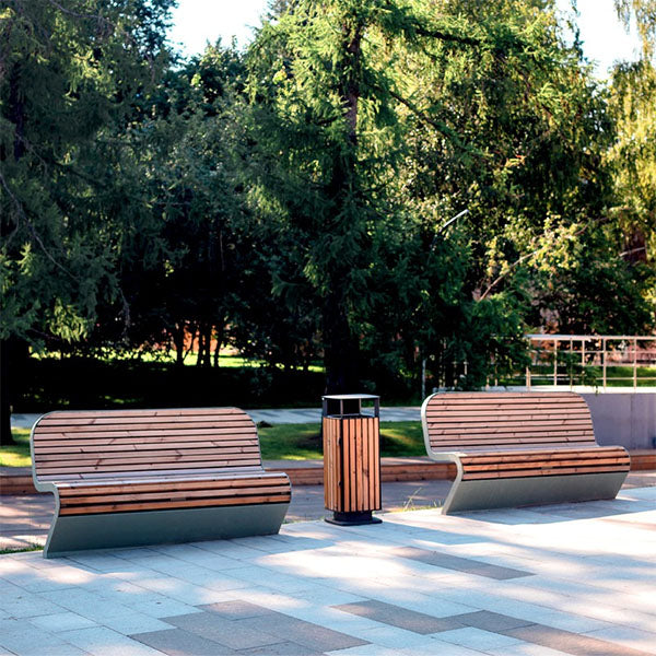 Outdoor Furniture - Modern SS Metal WPC Wood - Garden Bench - Hewn