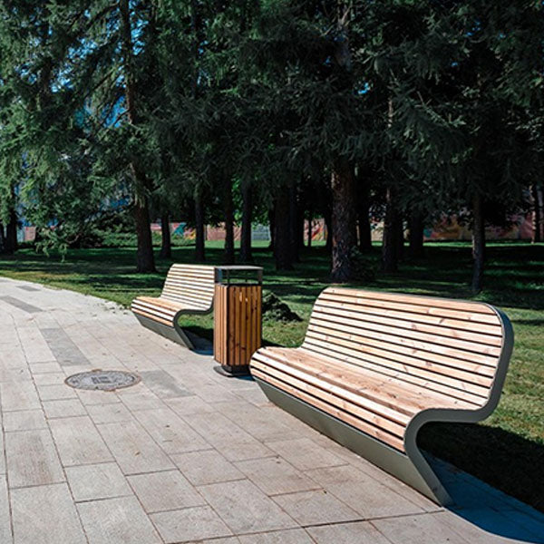 Outdoor Furniture - Modern SS Metal WPC Wood - Garden Bench - Hewn