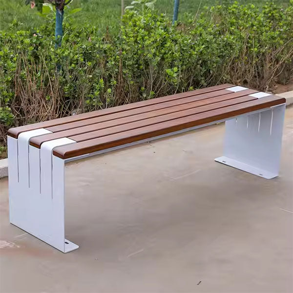 Modern Metal Wood WPC Outdoor Furniture - Garden Bench - IronLeaf