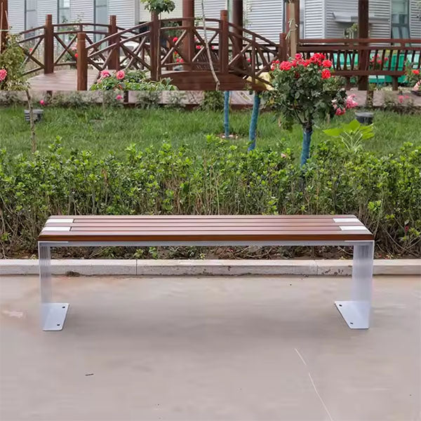 Modern Metal Wood WPC Outdoor Furniture - Garden Bench - IronLeaf