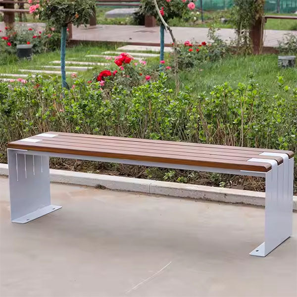 Modern Metal Wood WPC Outdoor Furniture - Garden Bench - IronLeaf