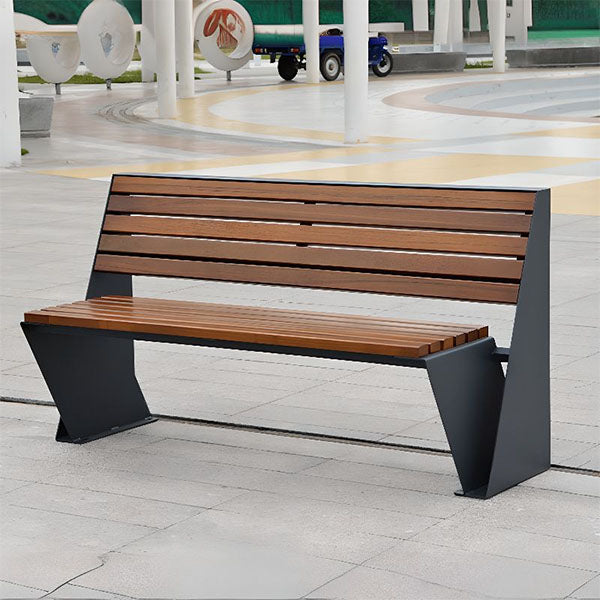 Outdoor Furniture - Modern Metal WPC Wood - Garden Bench - Slant