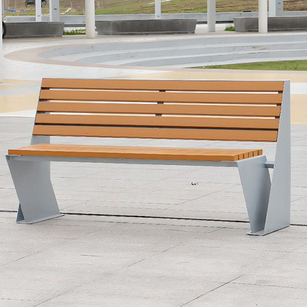 Outdoor Furniture - Modern Metal WPC Wood - Garden Bench - Slant