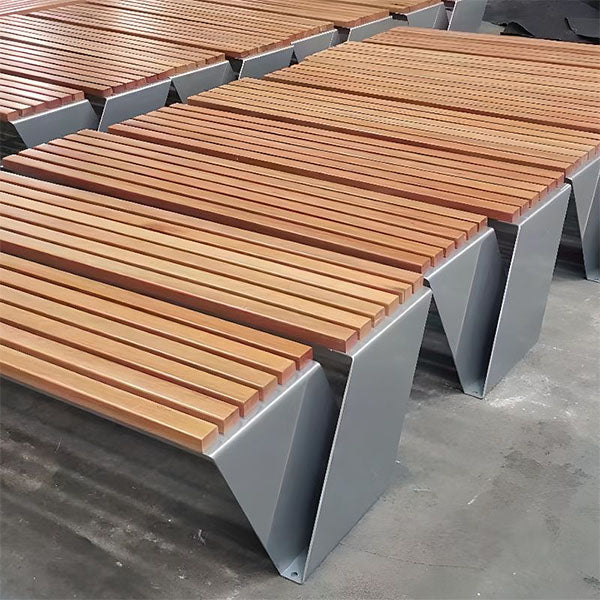 Outdoor Furniture - Modern Metal WPC Wood - Garden Bench - Slant
