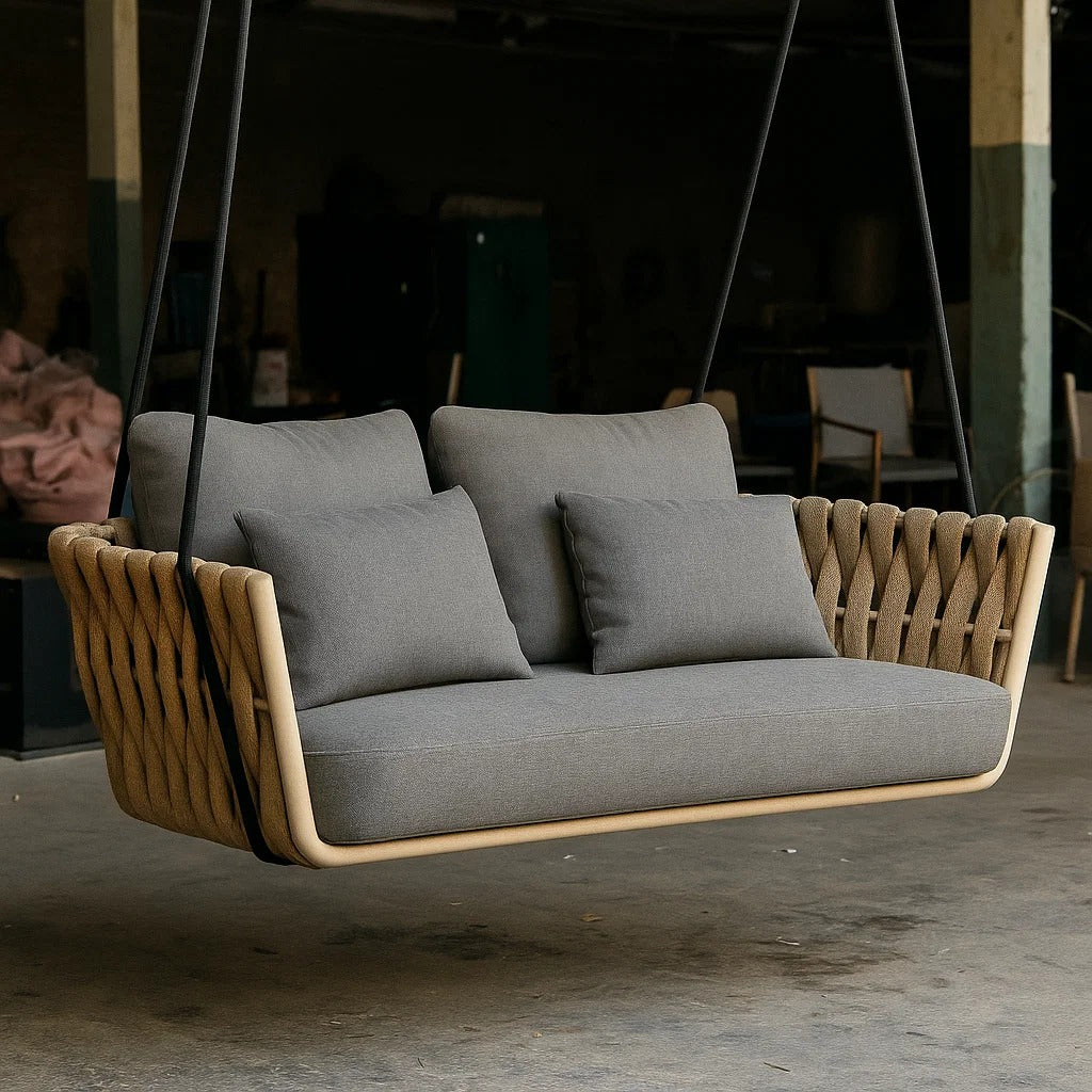 Hanging Swing, Balcony Swing, Garden Swing Chair- Birilyant Single and Double Seater- With - Stand - Braided & Rope