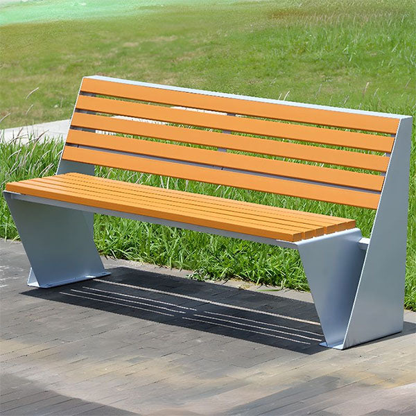 Outdoor Furniture - Modern Metal WPC Wood - Garden Bench - Slant