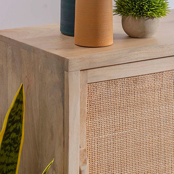 Wooden Cane & Rattan Almirah & Cabinet - EarthNook