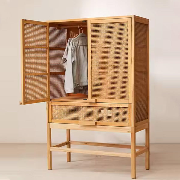 Wooden Cane & Rattan Almirah & Cabinet - EcoStash