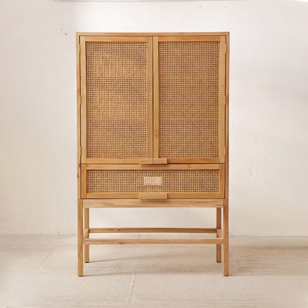 Wooden Cane & Rattan Almirah & Cabinet - EcoStash