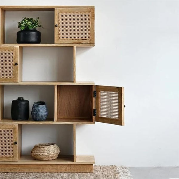 Wooden Cane & Rattan Almirah & Cabinet - Elite wood