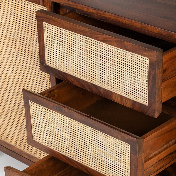 Wooden Cane & Rattan Almirah & Cabinet - Wood & Wonder