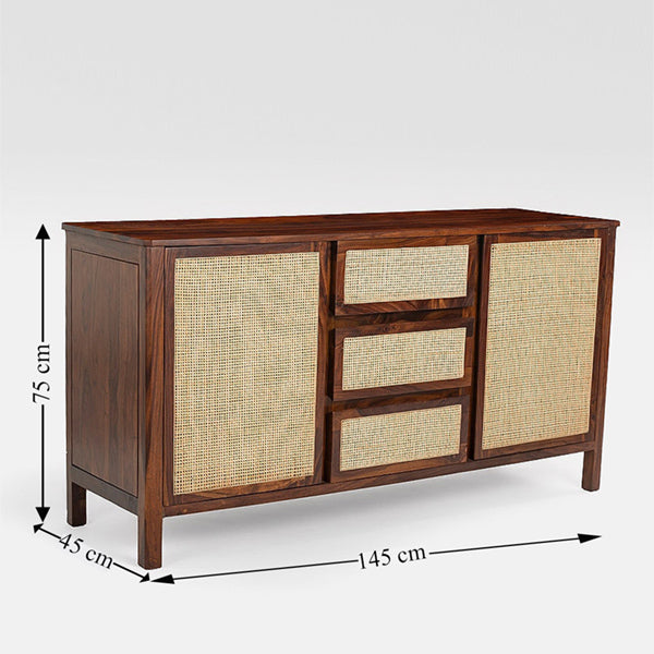 Wooden Cane & Rattan Almirah & Cabinet - Wood & Wonder