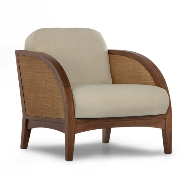 Wooden Cane & Rattan Lounge Chair - DreamSpot