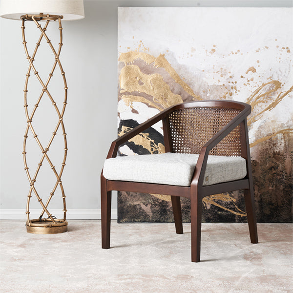 Wooden Cane & Rattan Lounge Chair - Edith