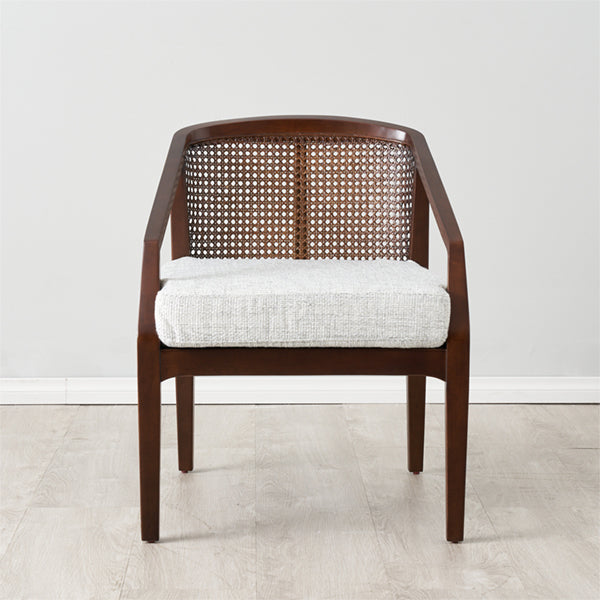 Wooden Cane & Rattan Lounge Chair - Edith