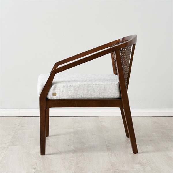 Wooden Cane & Rattan Lounge Chair - Edith