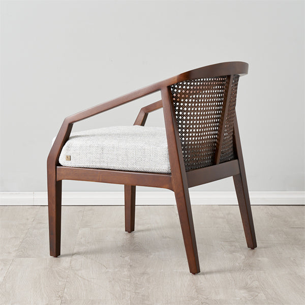 Wooden Cane & Rattan Lounge Chair - Edith