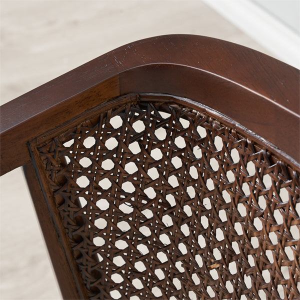 Wooden Cane & Rattan Lounge Chair - Edith
