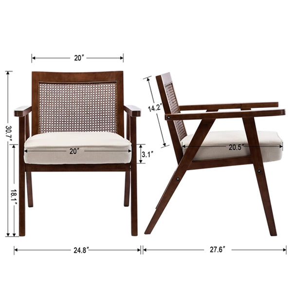 Wooden Cane & Rattan Lounge Chair - Lavish Seat