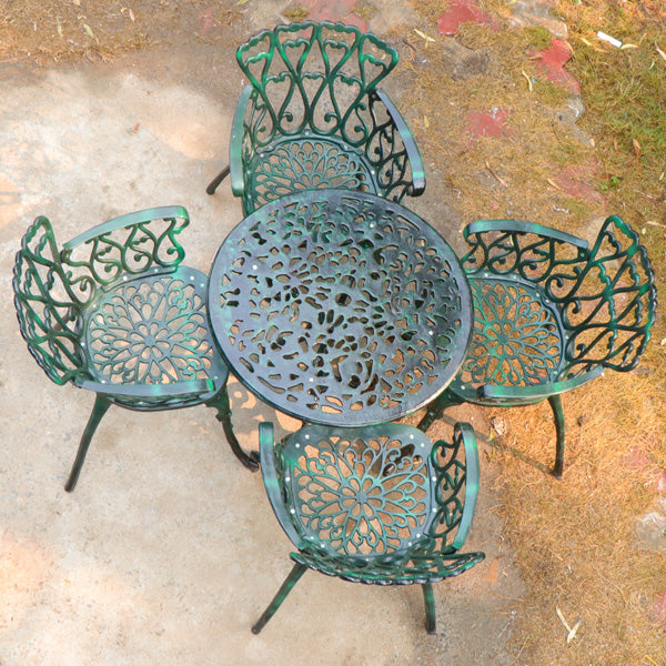 Cast Alluminum Outdoor Furniture - Garden Set Heart White Green Black- Amira