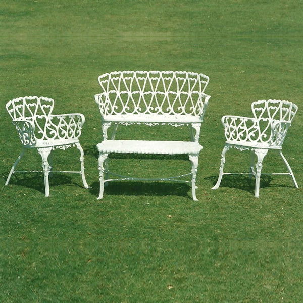 Cast Alluminum Outdoor Furniture - Garden Set Heart White Green Black- Amira