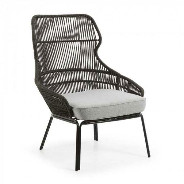 utdoor Braid and Rope Heigh Back Chair,Lazy Chair, Rest Chair, Easy Chair, Ocassional chair - Mustard