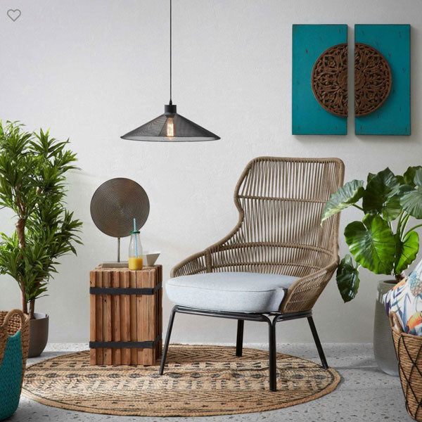 utdoor Braid and Rope Heigh Back Chair,Lazy Chair, Rest Chair, Easy Chair, Ocassional chair - Mustard
