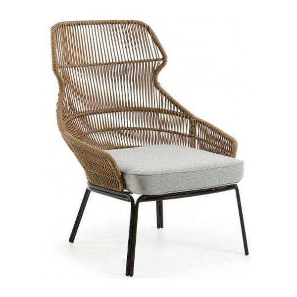 utdoor Braid and Rope Heigh Back Chair,Lazy Chair, Rest Chair, Easy Chair, Ocassional chair - Mustard