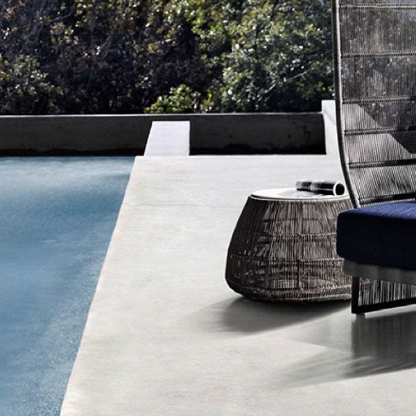 Outdoor patio Braid and Rope Puff Stool Foot-On - Pristine