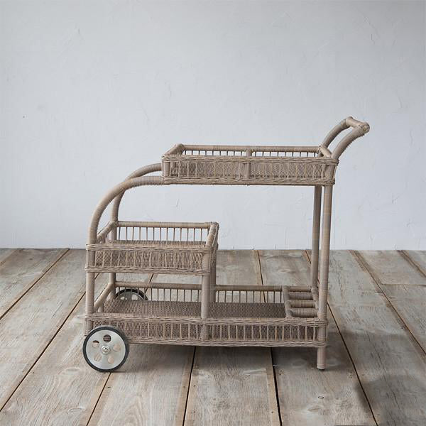 Outdoor Wicker Serving Trolley- Indus