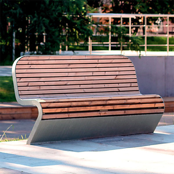 Outdoor Furniture - Modern SS Metal WPC Wood - Garden Bench - Hewn