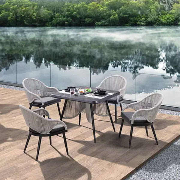 Outdoor Braided & Rope Dining Set - Dinora