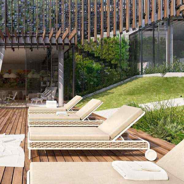 Outdoor Braided & Rope Sunlounger - Nature