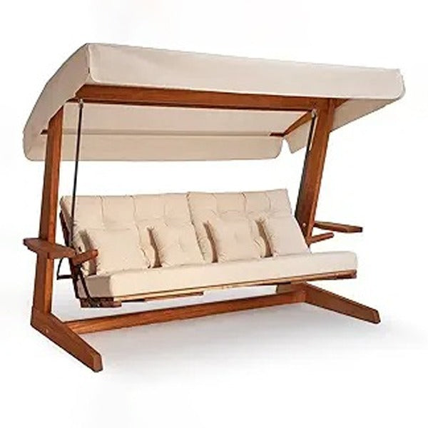 Outdoor Wooden Two Seater Swing With Four Cushion - Falcon Prime