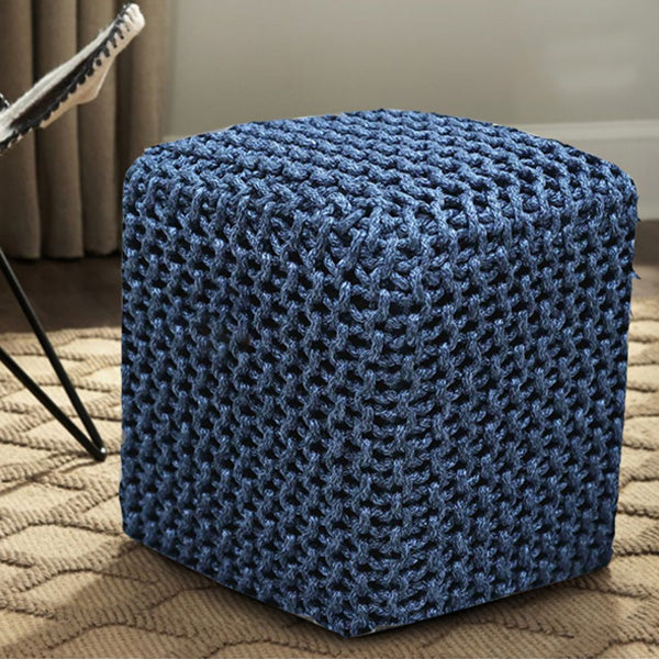 Outdoor patio Braid and Rope Puff Stool Foot-On  - Cloud Pouf