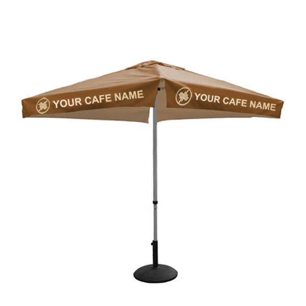 Restaurant Square umbrella With Name and Logo frill- Bistro
