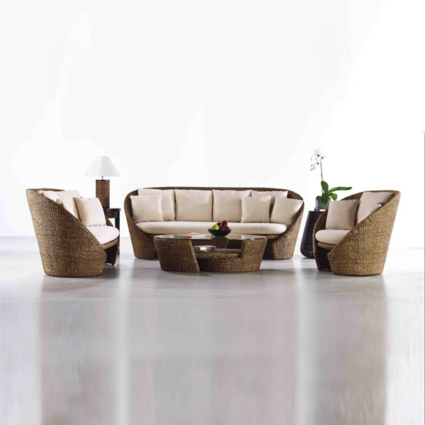 Sea Grass & Wicker Sofa Set - Petal