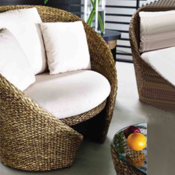 Sea Grass & Wicker Sofa Set - Petal