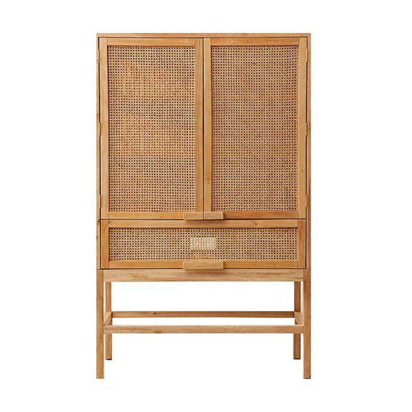 Wooden Cane & Rattan Almirah & Cabinet - EcoStash