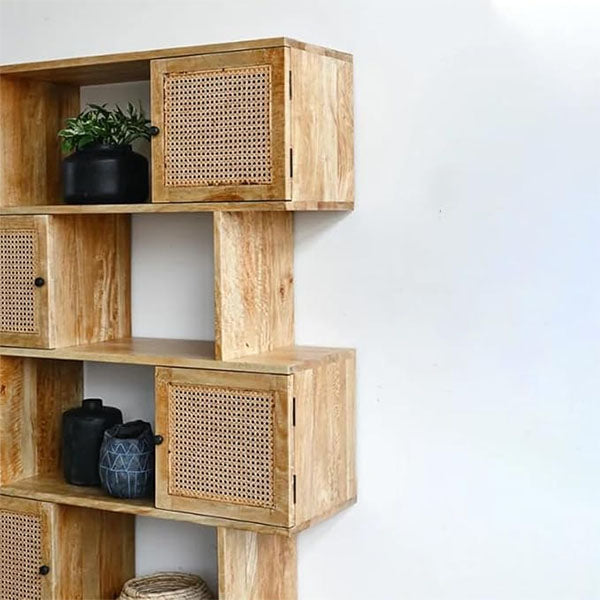Wooden Cane & Rattan Almirah & Cabinet - Elite wood