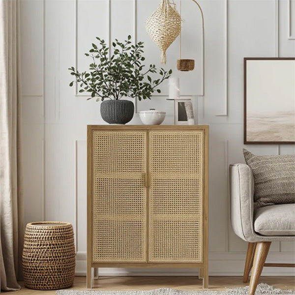 Wooden Cane & Rattan Almirah & Cabinet - WoodCab