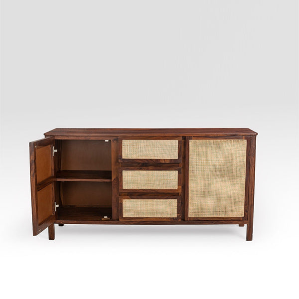 Wooden Cane & Rattan Almirah & Cabinet - Wood & Wonder