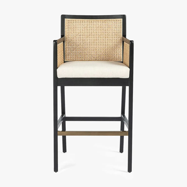 Wooden Cane & Rattan Bar Chair - Breezy Bar