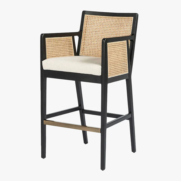 Wooden Cane & Rattan Bar Chair - Breezy Bar