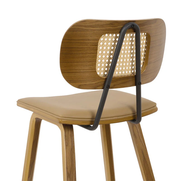 Wooden Cane & Rattan Bar Chair - Brew & Barrel