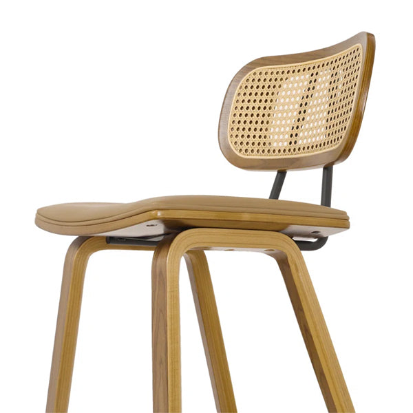 Wooden Cane & Rattan Bar Chair - Brew & Barrel