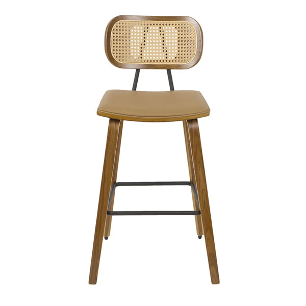 Wooden Cane & Rattan Bar Chair - Brew & Barrel