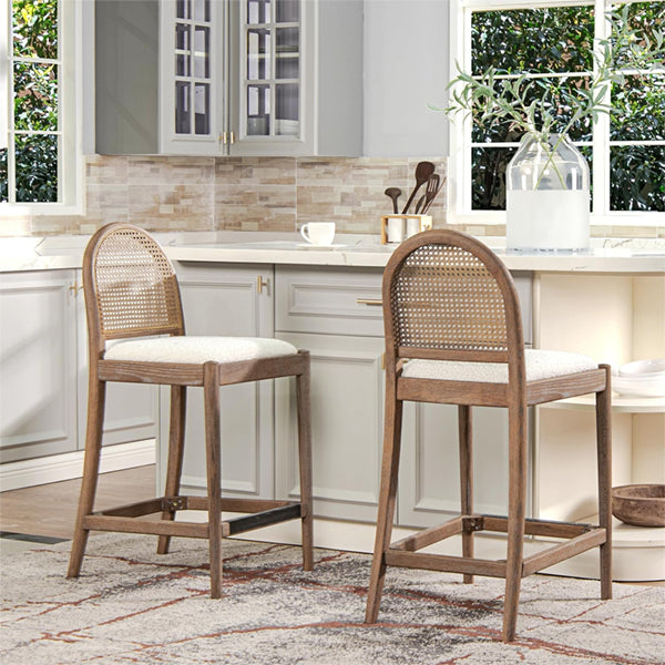 Wooden Cane & Rattan Bar Chair - Century