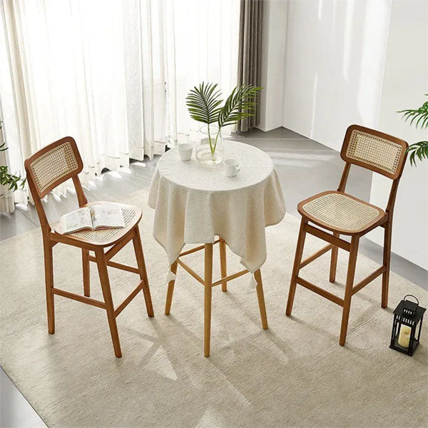 Wooden Cane & Rattan Bar Chair - High Tide